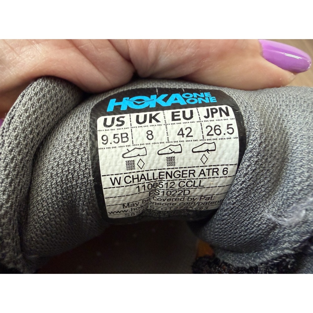 Hoka One One Challenger ATR 6 Shoes Womens 9.5 Gray Orange Trail Sneakers GREAT - Picture 9 of 9
